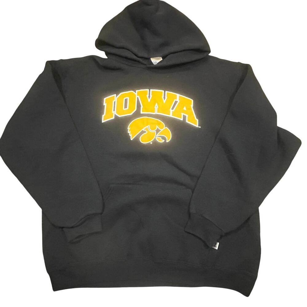 Iowa Hawkeyes Russell Hoodie Men XL Black NCAA College Football Fan Sweatshirt
